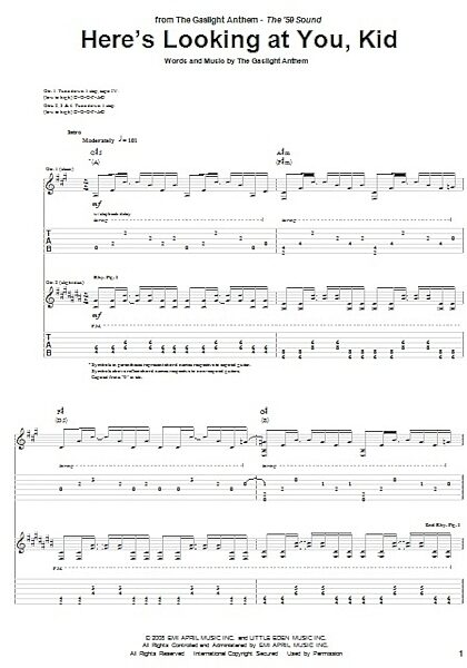 Here's Looking At You, Kid - Guitar TAB, New, Main