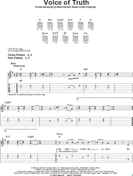 Voice Of Truth - Easy Guitar with TAB, New, Main