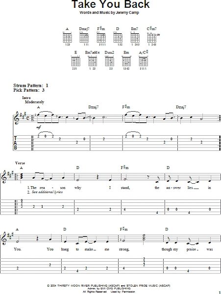 Take You Back - Easy Guitar with TAB, New, Main
