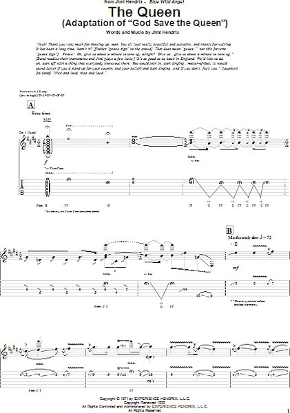 The Queen (Adaptation of "God Save The Queen") - Guitar TAB, New, Main