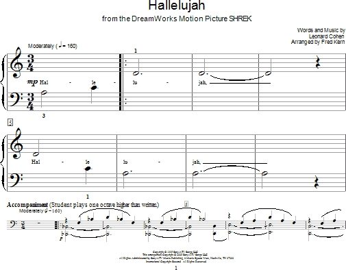 Hallelujah - Elementary Piano, New, Main
