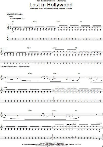 Lost In Hollywood - Guitar TAB, New, Main