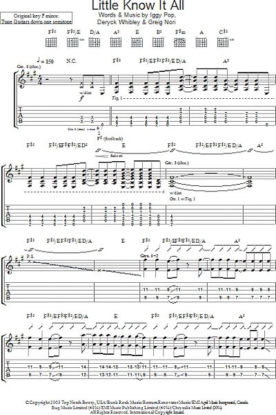 Little Know It All - Guitar TAB, New, Main
