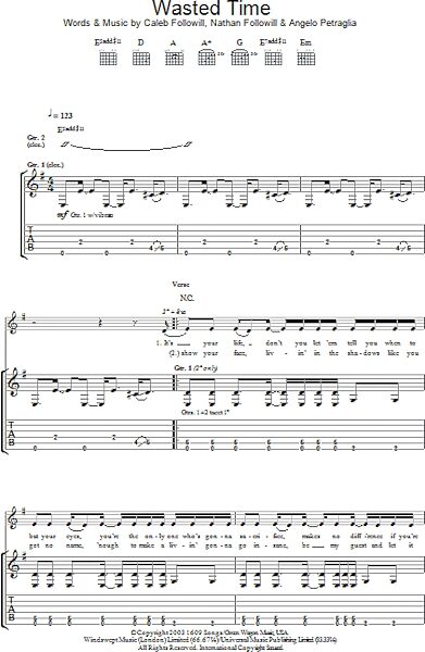 Wasted Time - Guitar TAB, New, Main