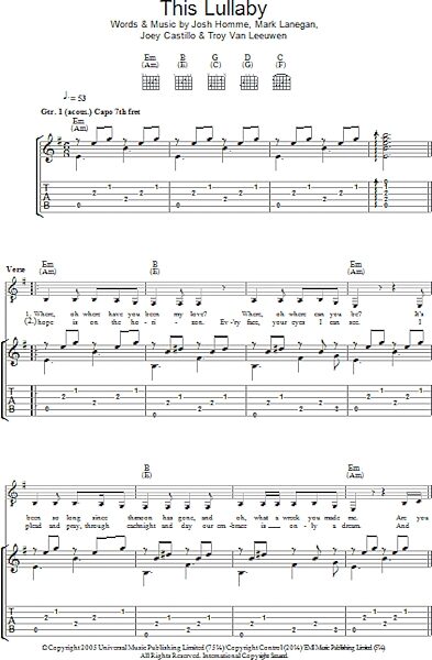 This Lullaby - Guitar TAB, New, Main
