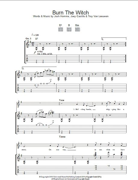 Burn The Witch - Guitar TAB, New, Main