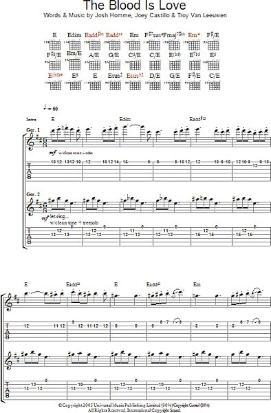 The Blood Is Love - Guitar TAB, New, Main