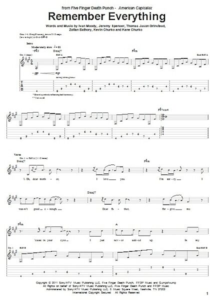 Remember Everything - Guitar TAB, New, Main