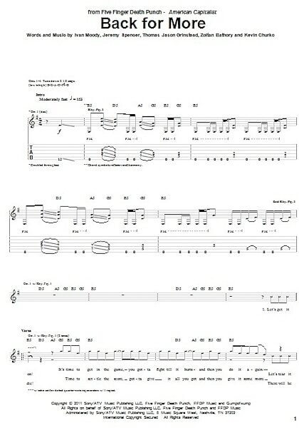 Back For More - Guitar TAB, New, Main