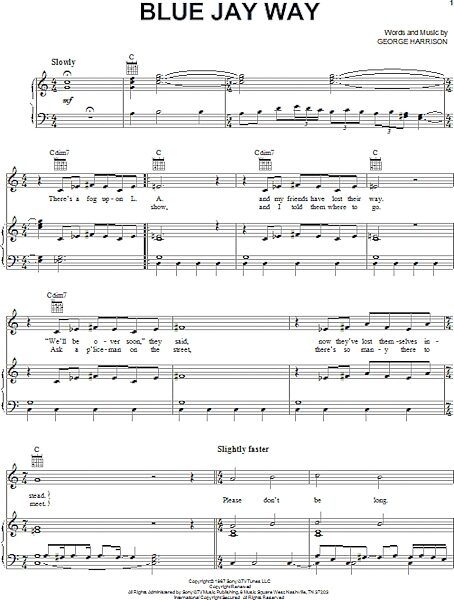 Blue Jay Way - Piano/Vocal/Guitar, New, Main