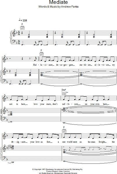 Mediate - Piano/Vocal/Guitar, New, Main