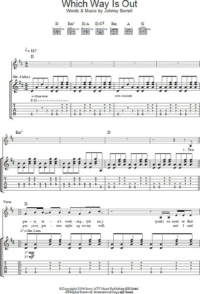 Which Way Is Out - Guitar TAB, New, Main