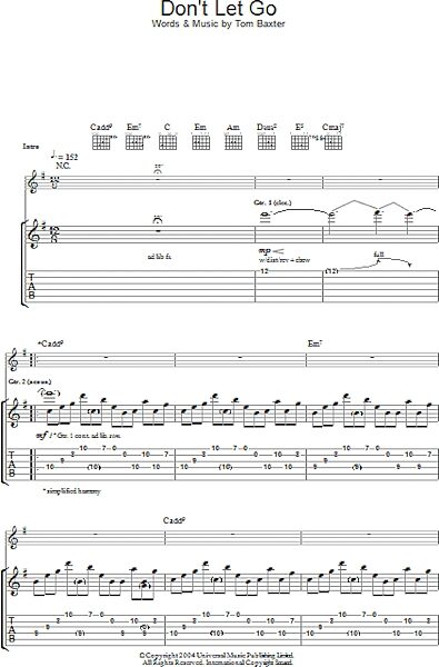 Don't Let Go - Guitar TAB, New, Main
