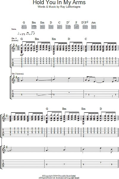 Hold You In My Arms - Guitar TAB, New, Main