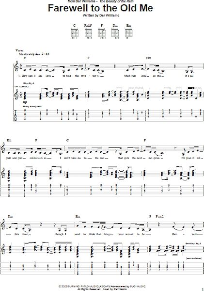 Farewell To The Old Me - Guitar TAB, New, Main