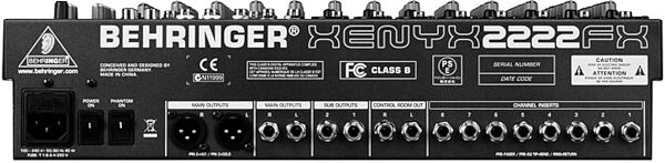 Behringer XENYX 2222FX Mixer with Effects, Rear