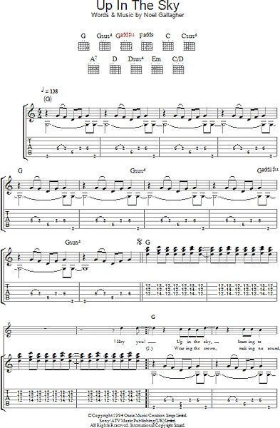 Up In The Sky - Guitar TAB, New, Main