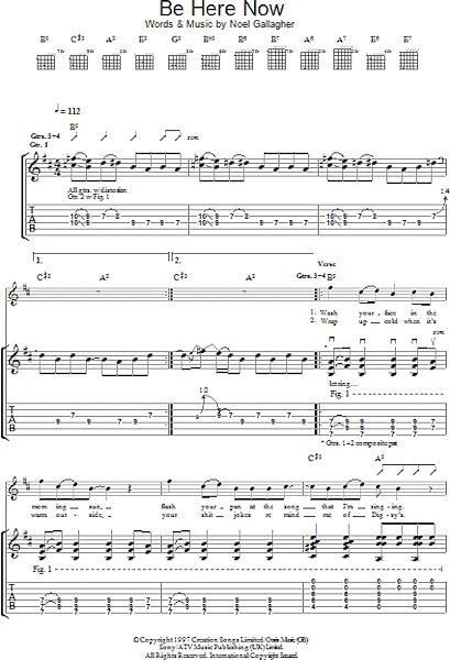 Be Here Now - Guitar TAB, New, Main