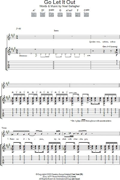 Go Let It Out - Guitar TAB, New, Main