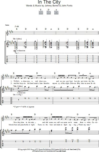 In The City - Guitar TAB, New, Main