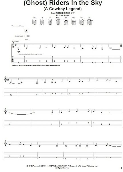 (Ghost) Riders In The Sky (A Cowboy Legend) - Guitar TAB, New, Main