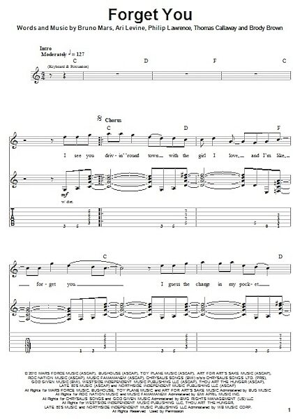 F**k You (Forget You) - Guitar Tab Play-Along, New, Main