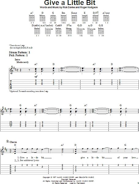 Give A Little Bit - Easy Guitar with TAB, New, Main
