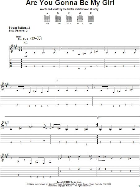 Are You Gonna Be My Girl - Easy Guitar with TAB, New, Main