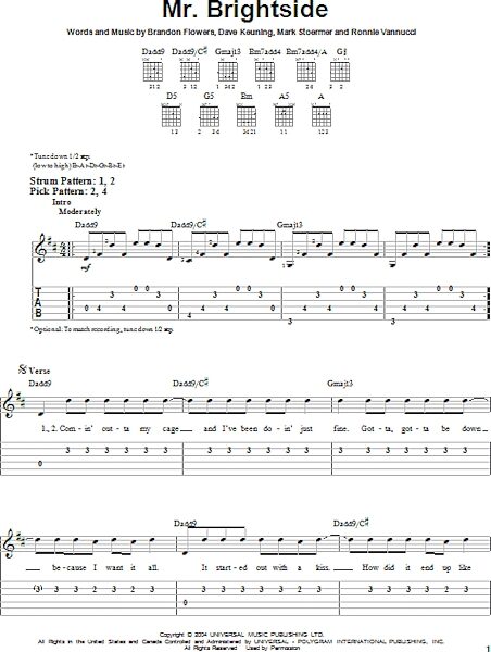 Mr. Brightside - Easy Guitar with TAB, New, Main