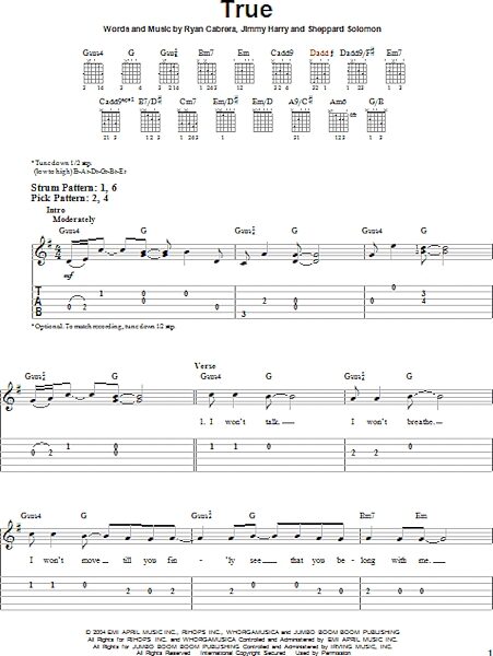 TRUE - Easy Guitar with TAB, New, Main