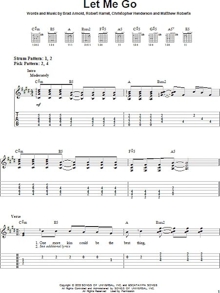Let Me Go - Easy Guitar with TAB, New, Main