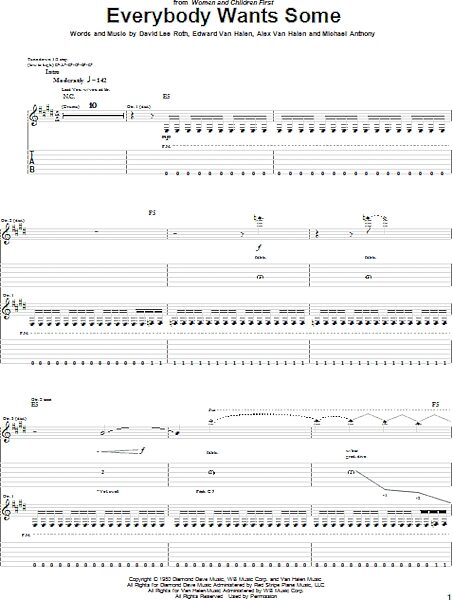 Everybody Wants Some - Guitar TAB, New, Main