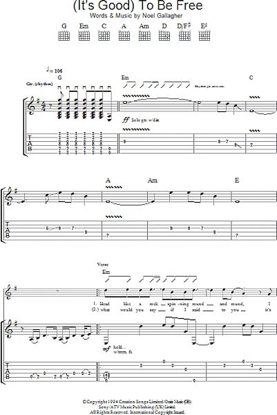 (It's Good) To Be Free - Guitar TAB, New, Main