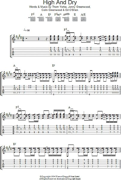 High And Dry - Guitar TAB, New, Main