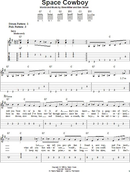 Space Cowboy - Easy Guitar with TAB, New, Main