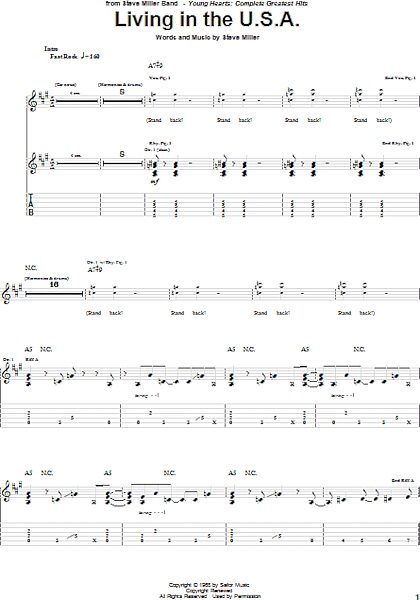 Living In The U.S.A. - Guitar TAB, New, Main