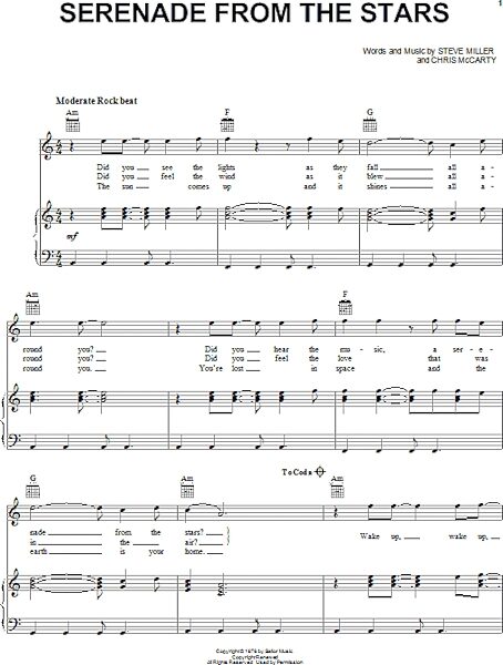 Serenade From The Stars - Piano/Vocal/Guitar, New, Main