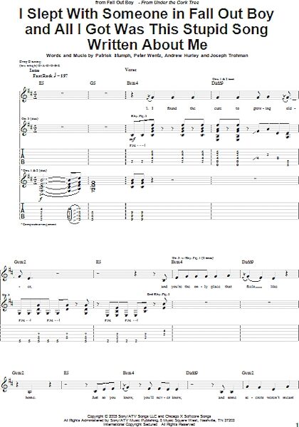 I Slept With Someone In Fall Out Boy And All I Got Was This Stupid Song Written About Me - Guitar TAB, New, Main