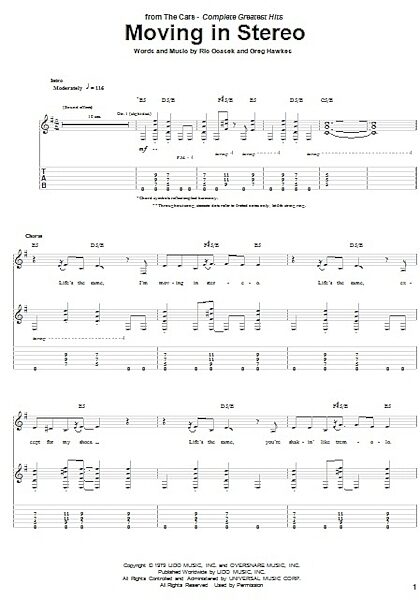 Moving In Stereo - Guitar TAB, New, Main
