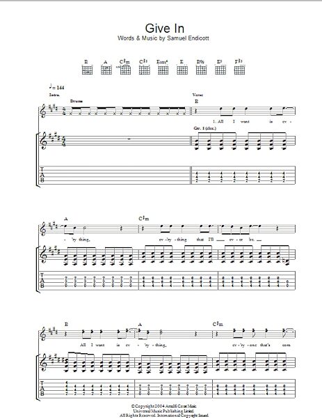 Give In - Guitar TAB, New, Main