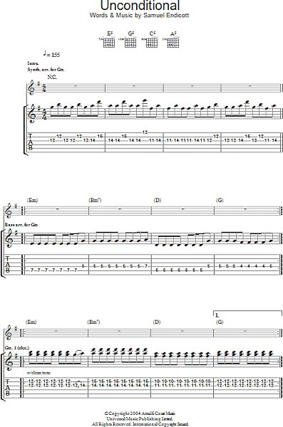 Unconditional - Guitar TAB, New, Main