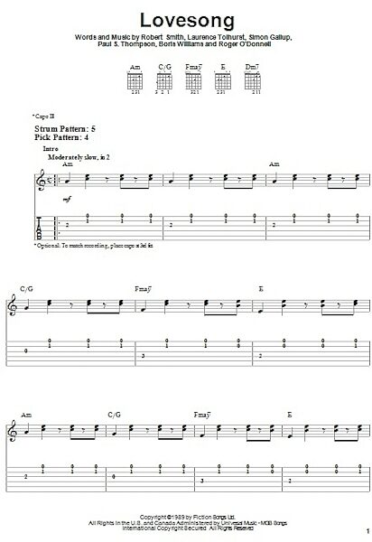 Lovesong - Easy Guitar with TAB, New, Main
