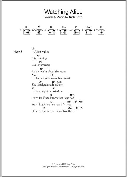 Watching Alice - Guitar Chords/Lyrics, Main