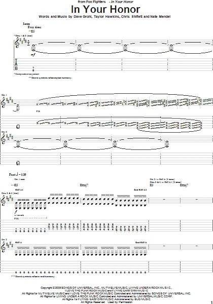 In Your Honor - Guitar TAB, New, Main