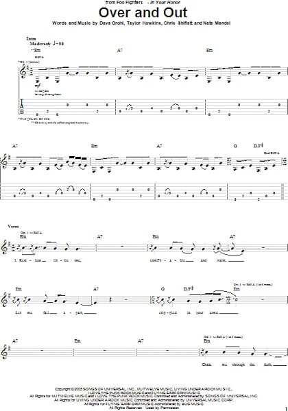 Over And Out - Guitar TAB, New, Main