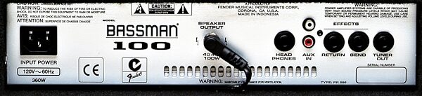 Fender Bassman 100 Bass Combo Amplifier (100 Watts, 1x10 in.), Back Panel