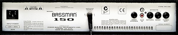 Fender Bassman 150 Bass Combo Amplifier (150 Watts, 1x12 in.), Back Panel