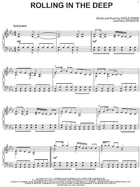 Rolling In The Deep - Piano Solo, New, Main