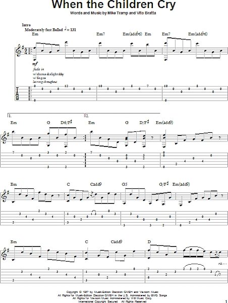 When The Children Cry - Guitar Tab Play-Along, New, Main