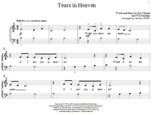 Tears In Heaven - Elementary Piano, New, Main